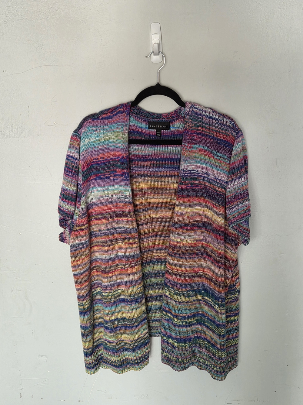 Lane Bryant Multicolor Striped Open Cardigan — Rainbow Knit